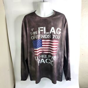 If This Flag Offends You Long Sleeve Compression Shirt Men's XXL Grey Green NEW